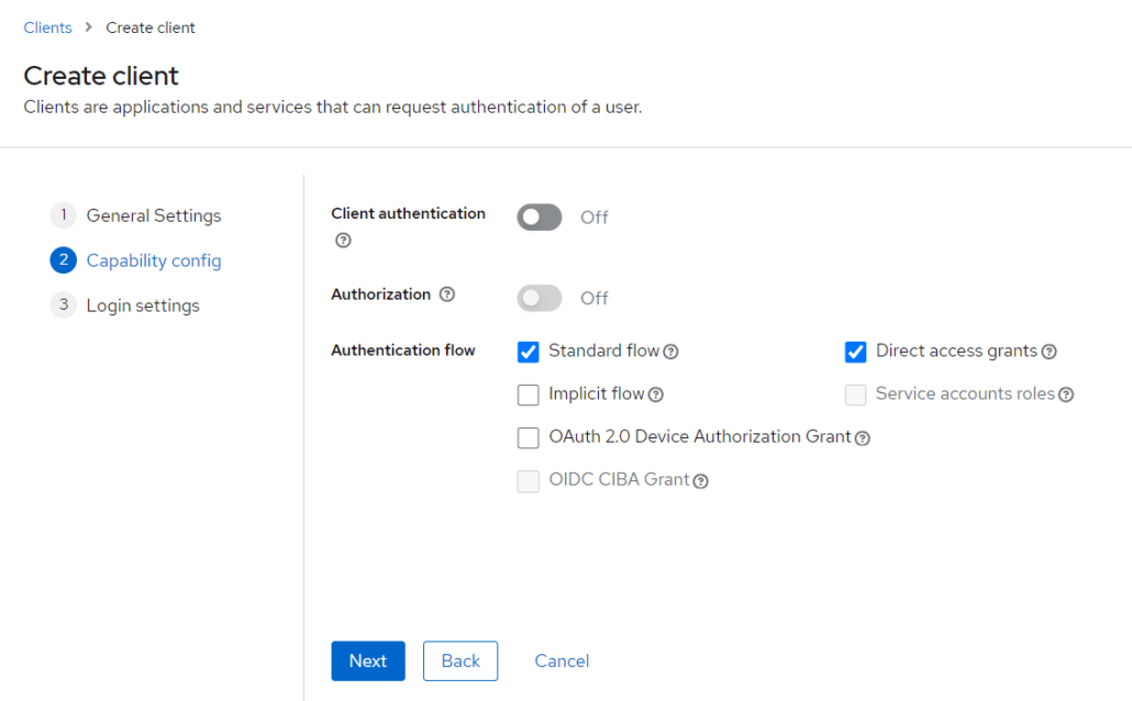 Keycloak Client Capability config