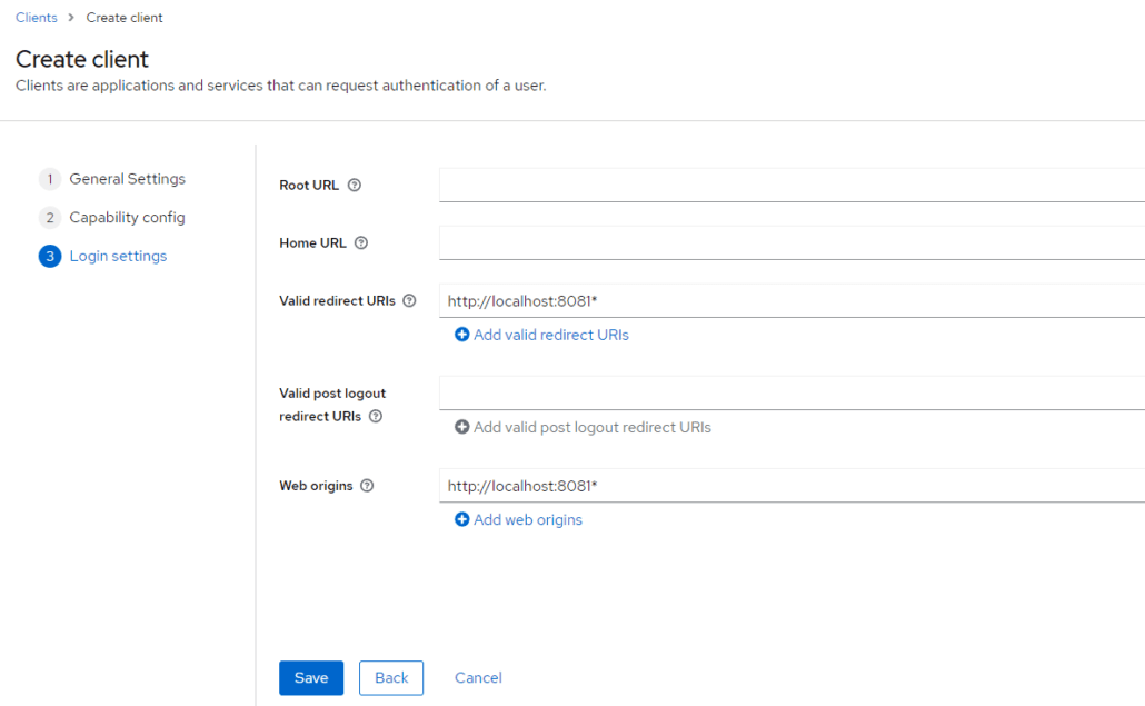 Keycloak Client Login settings