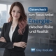Lucia im Business-Look vor modernem Bürohintergrund mit dem Titel „Datencheck zum Focus-Artikel – Energie zwischen Risiko und Realität“ und tiny-tool.de Logo.