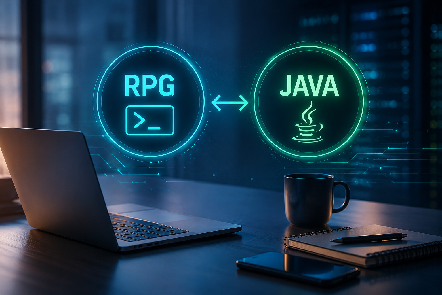 IBM RPG and Java comparison illustration for modern software development on IBM i.